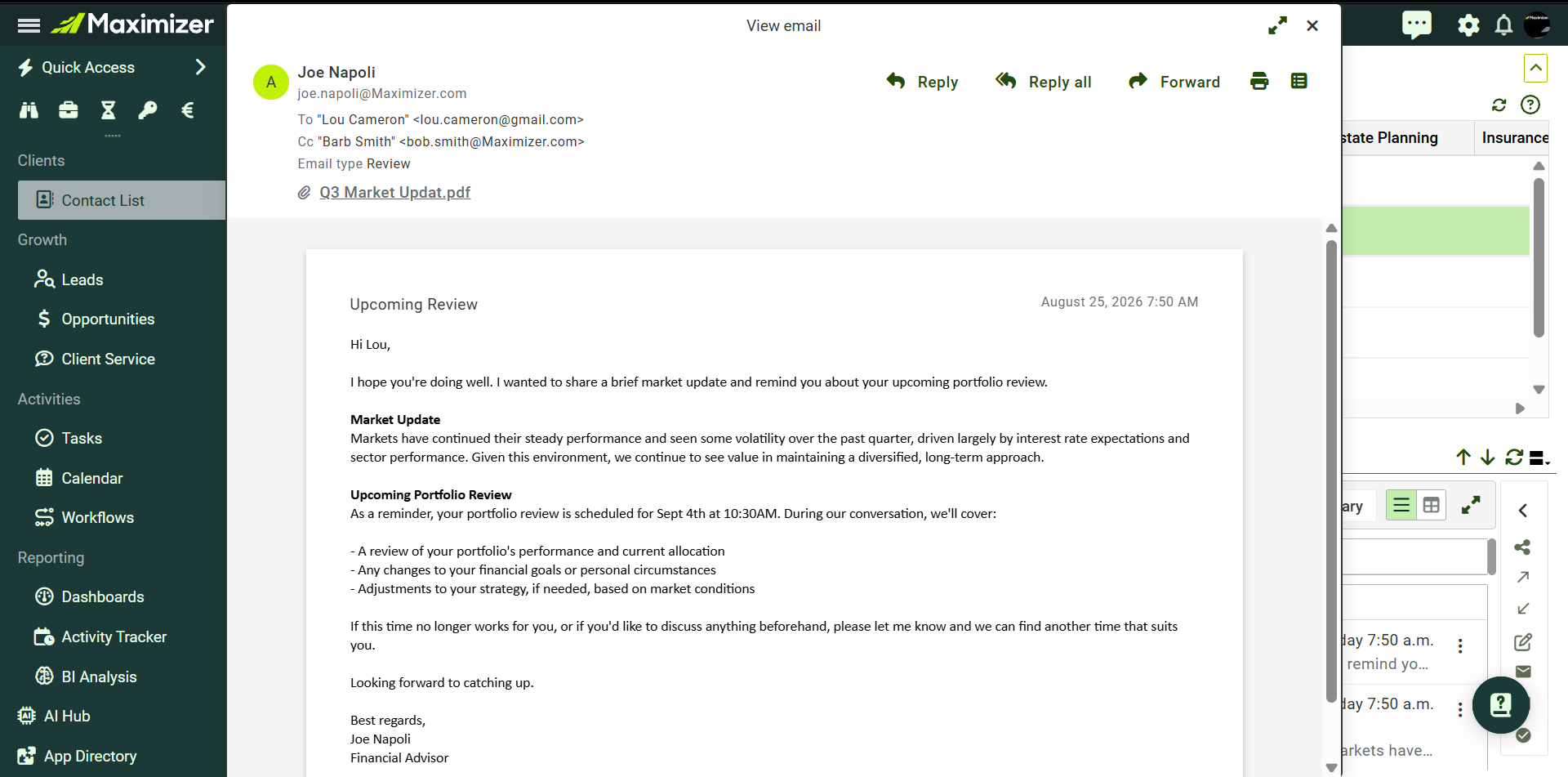 Saved email open in the rewritten email viewer